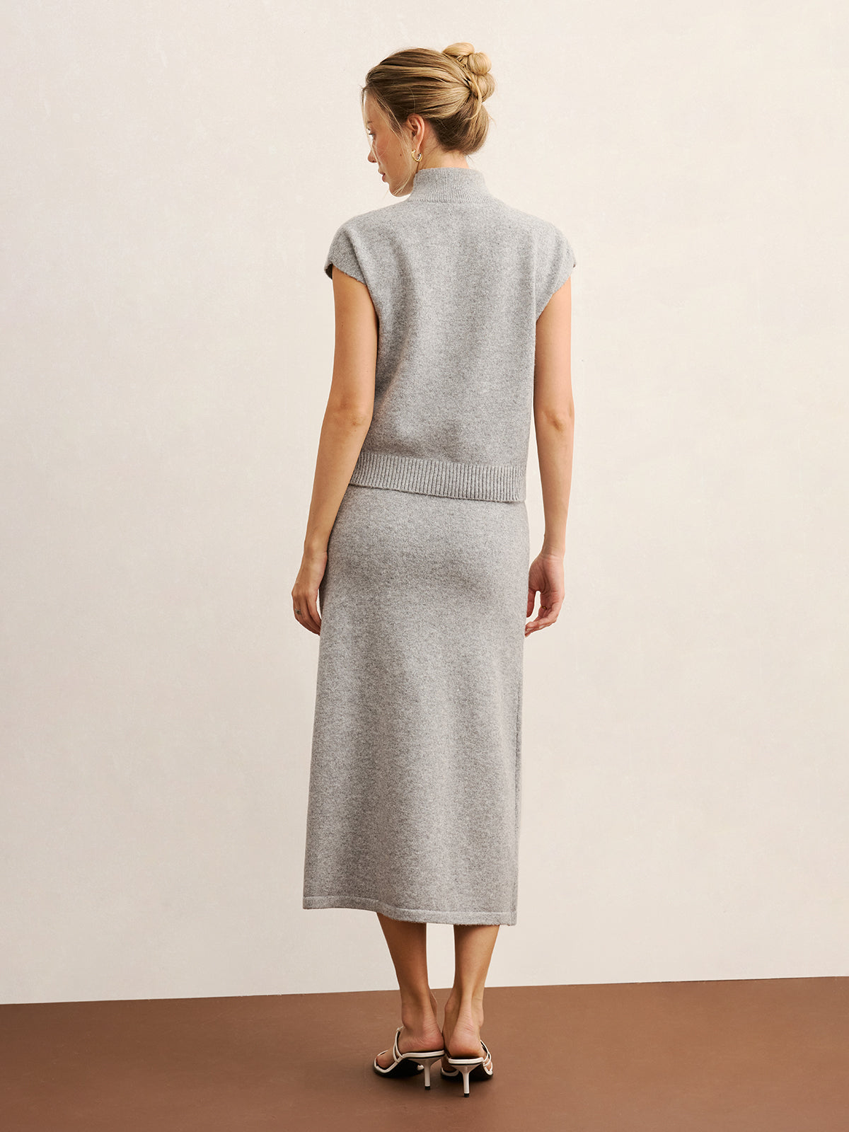 Mock Neck Knit Top & Midi Skirt Set