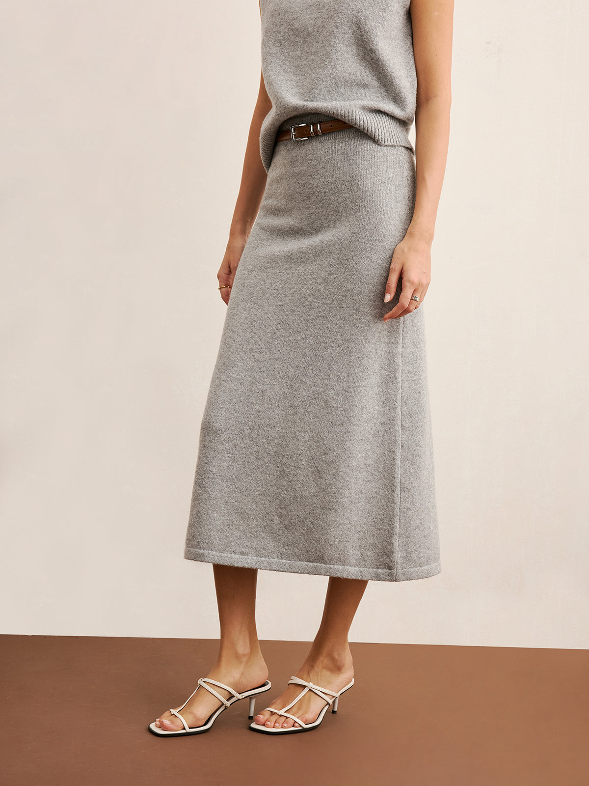 Mock Neck Knit Top & Midi Skirt Set