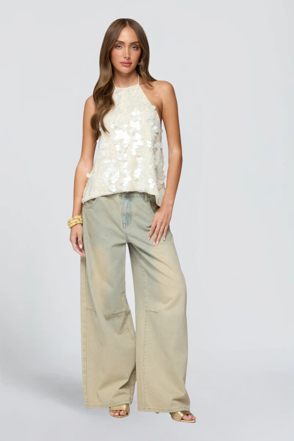KAYO | WHITE SEQUIN TANK TOP