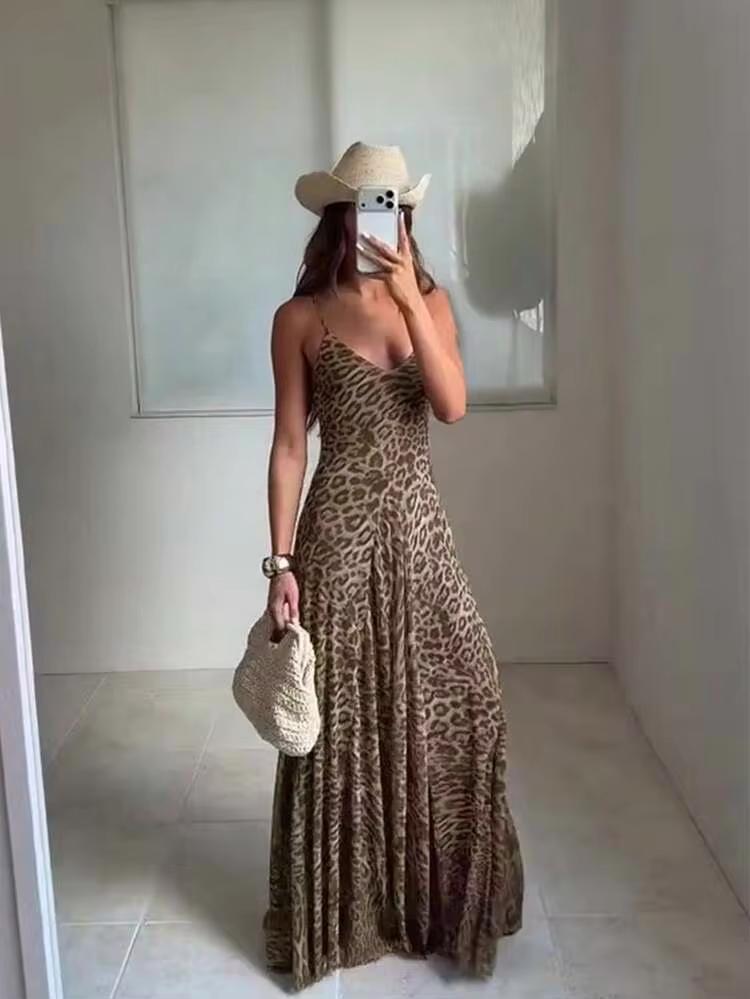 Sienna Leopard Print Strap Maxi Dress