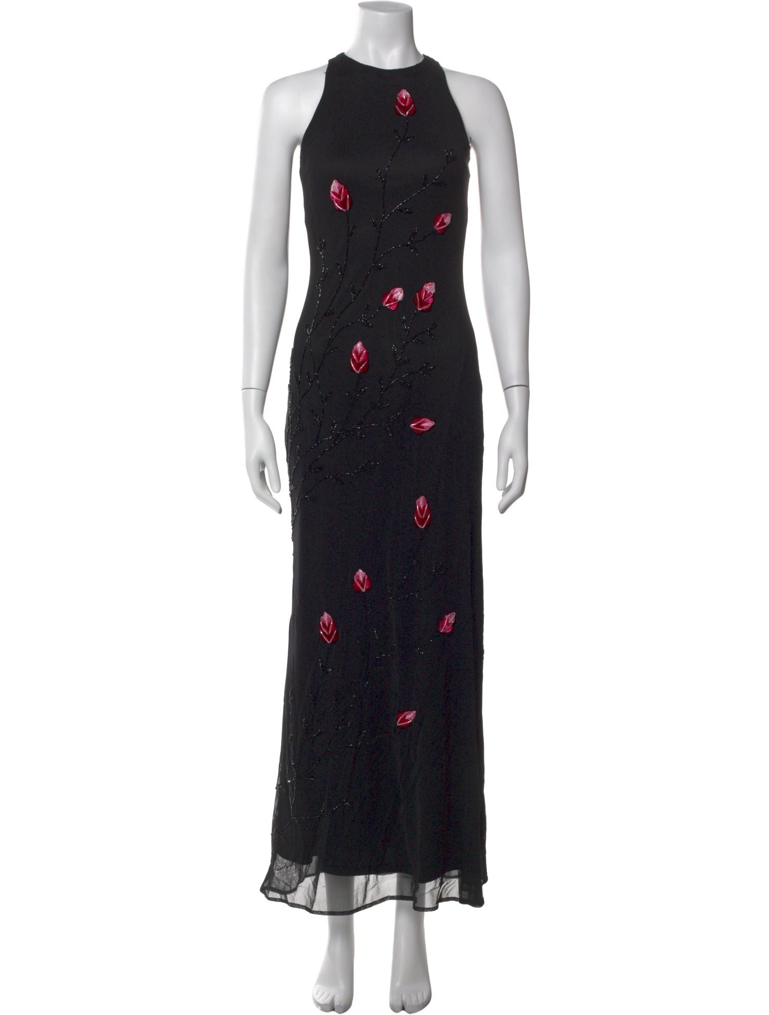 Floral Print Long Dress Black