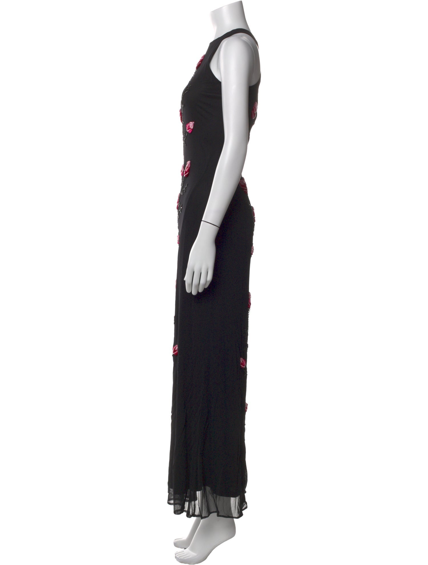 Floral Print Long Dress Black