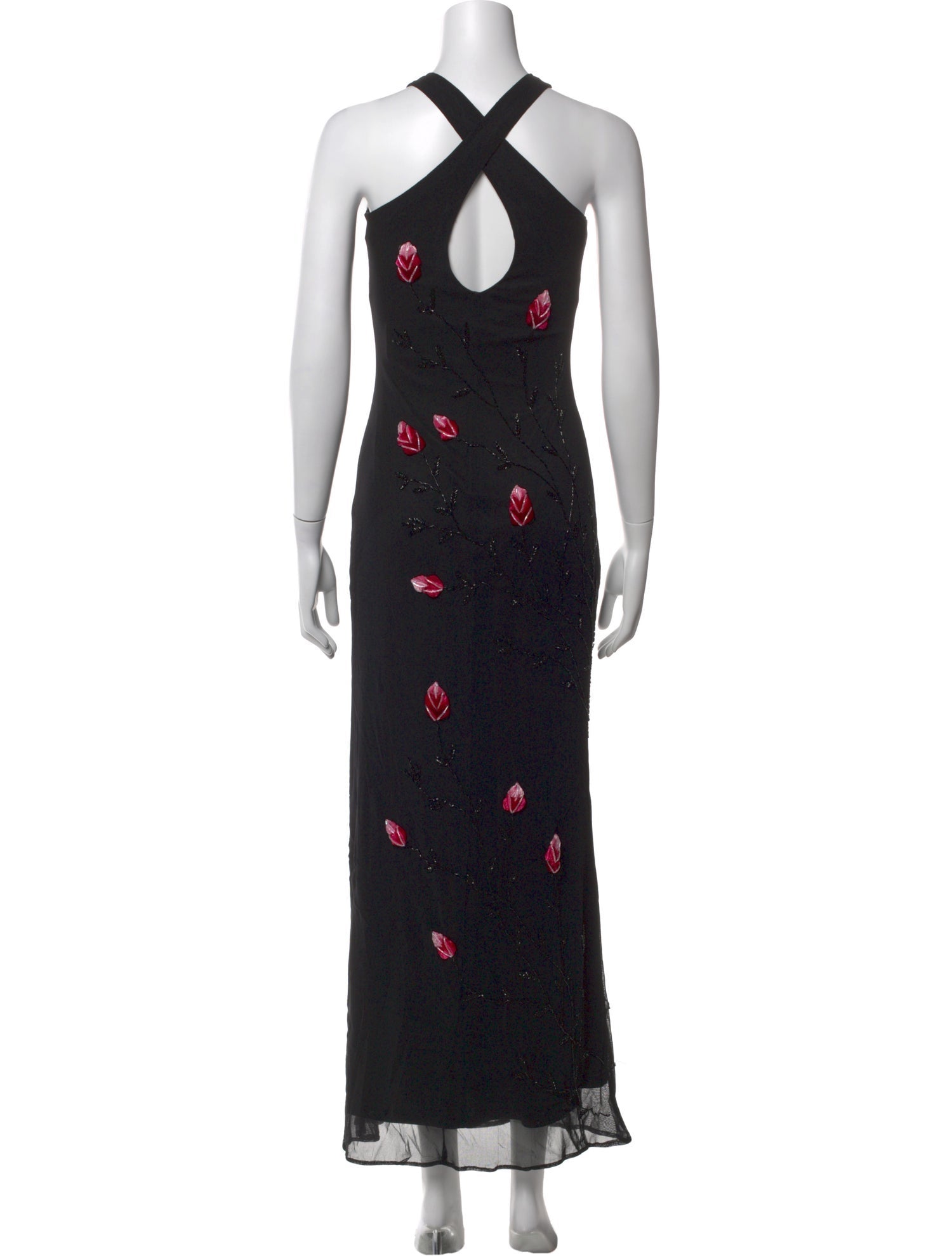 Floral Print Long Dress Black