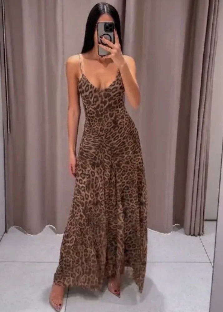 Sienna Leopard Print Strap Maxi Dress